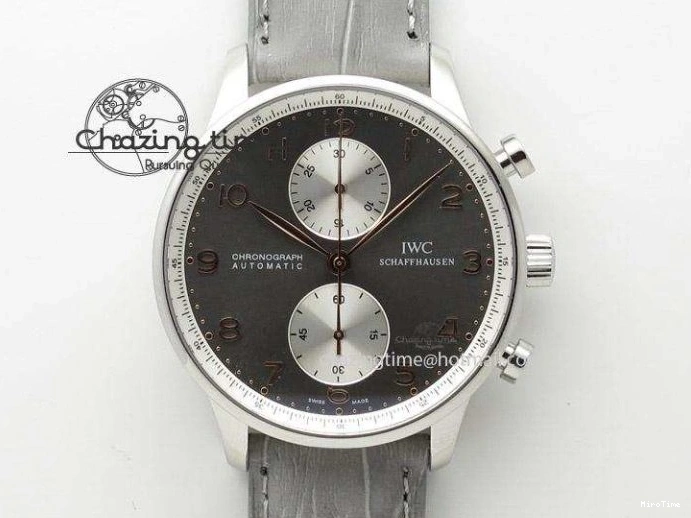 MIROTIME 0507 Sustainable Portuguese IW5444 SS White Dial RG Numbers On Brown Leather Strap A 7256